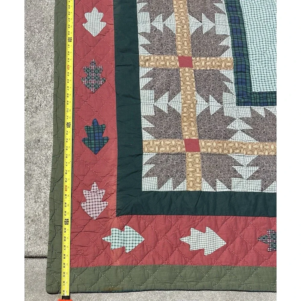 Vintage Handmade Cabin Lodge Quilt Deer Ducks Fishing Applique Patchwork 102x91